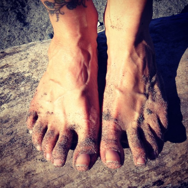 bare feet touching earth (because driftwood counts) from iPhone 320